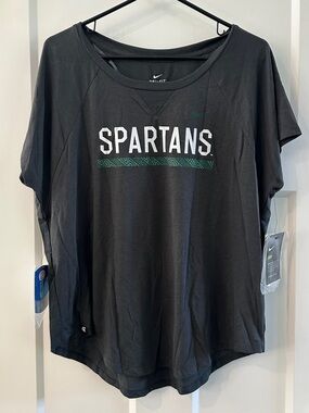 Michigan State Spartans Nike Dri-Fit Athletic T-Shirt Women's size L gray NWT